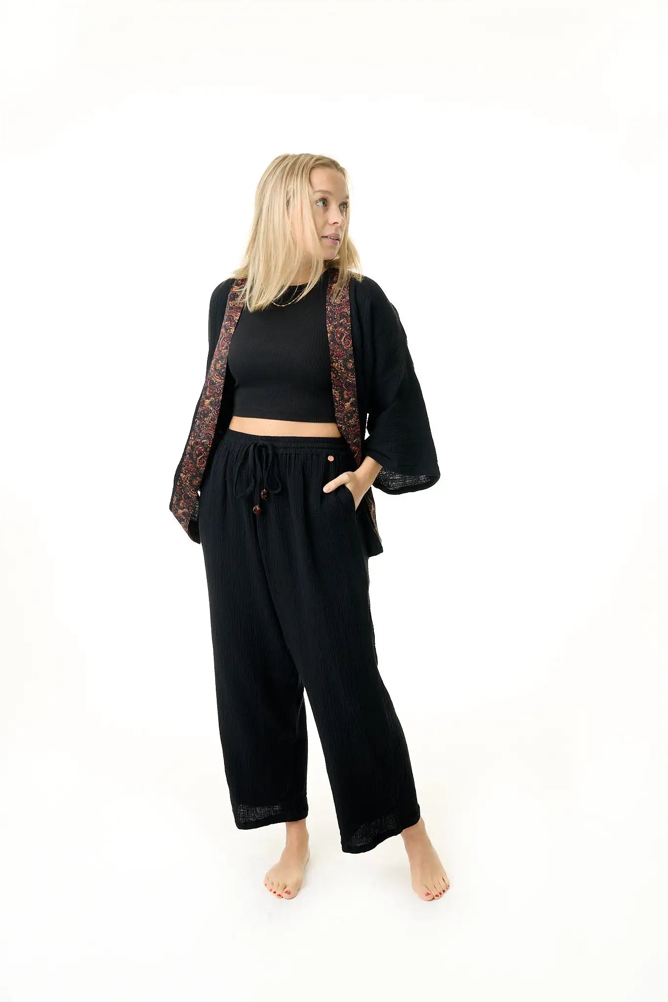 Sisters of Siam - Damen Musselin Bluse schwarz
