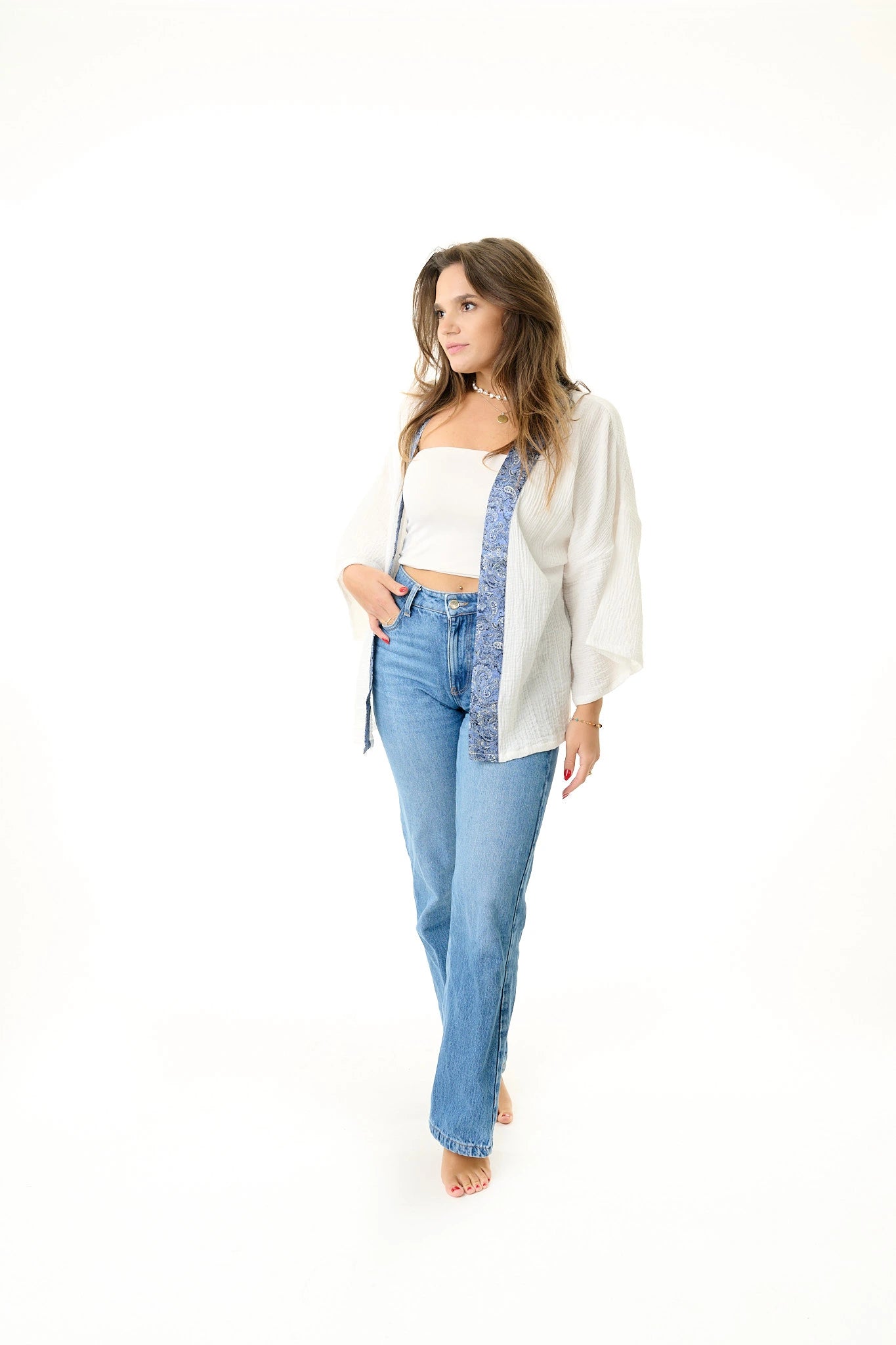 Sisters of Siam - Damen Musselin Bluse weiß