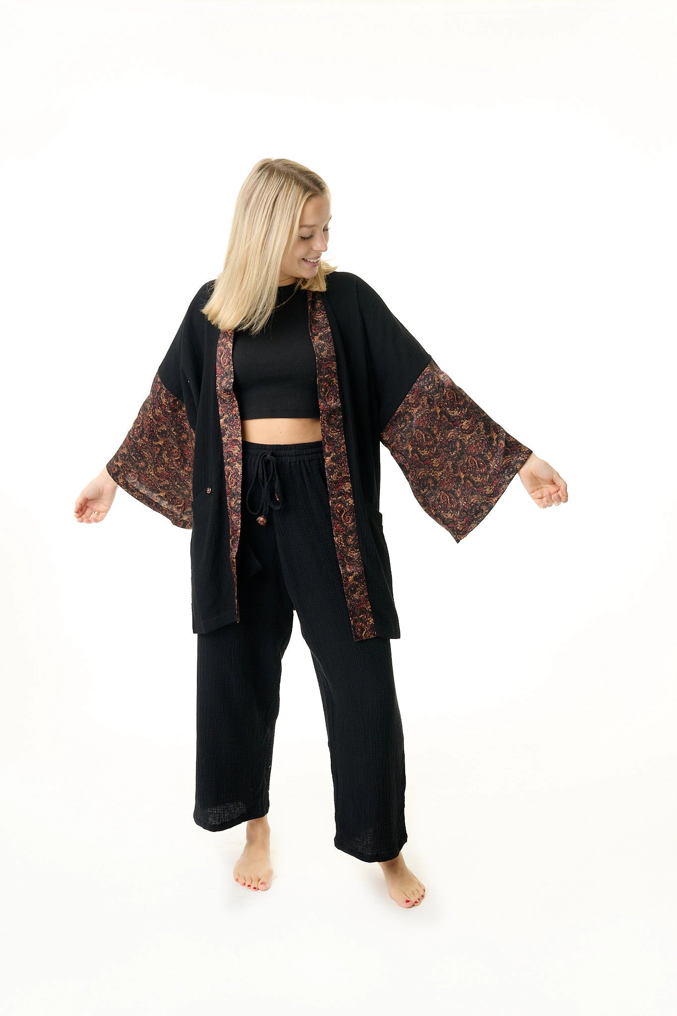 Boho Chic Kimono in schwarz