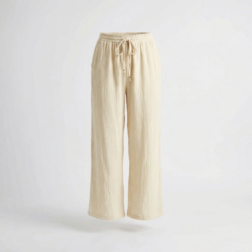 Damen Musselin Hose beige