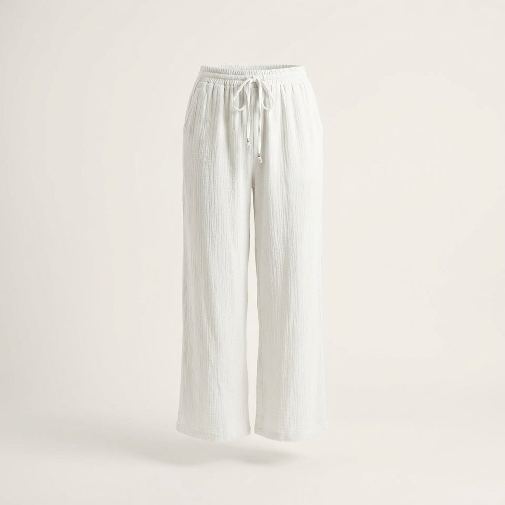 Damen Musselin Hose weiß