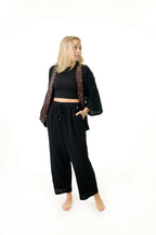 Damen Musselin Bluse schwarz