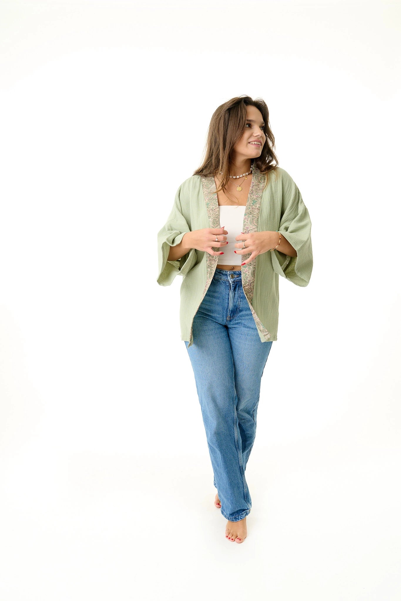 Damen Musselin Bluse grün