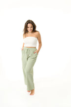 Damen Musselin Hose grün
