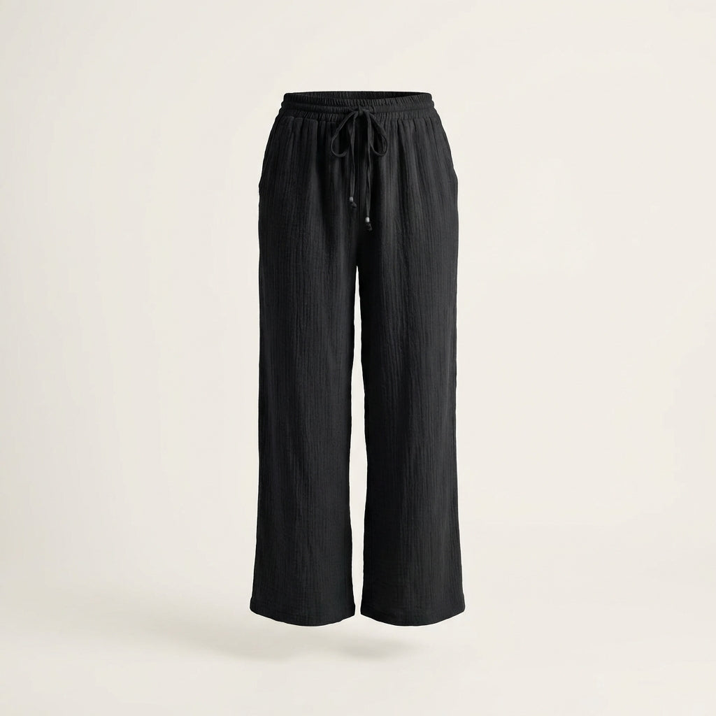 Damen Musselin Hose schwarz