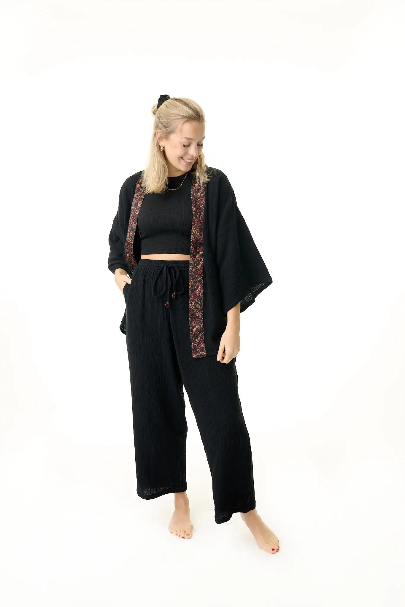 Damen Musselin Bluse schwarz